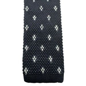 GUTTERIDGE DAL 1878 Navy Blue White Knit 100% Silk Slim Tie  59" x 2.5"